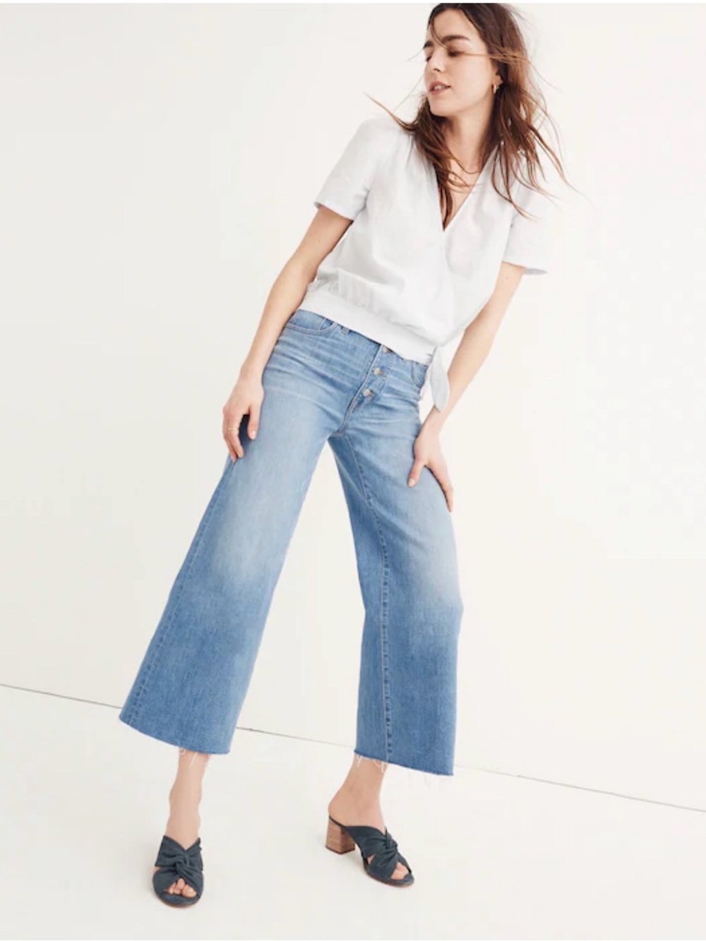 Madewell Wide-Leg Crop Jeans Button-Front Edition Jeans Size 31